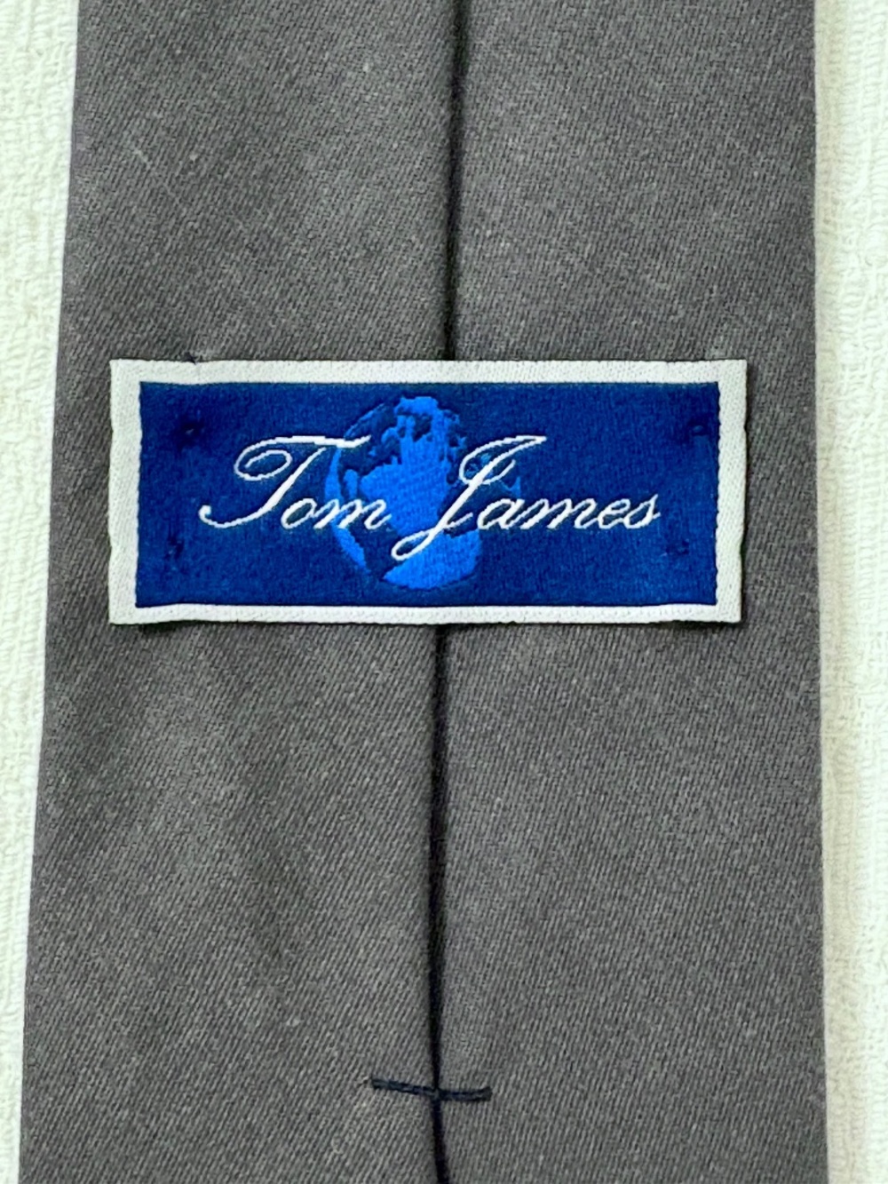 Tom James Dark Charcoal Gray Cotton Necktie 3" Wide USA Made